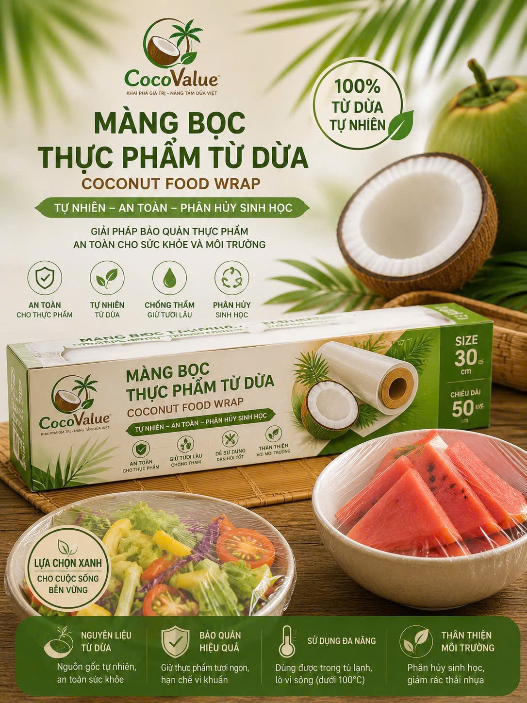 Màng bao gói sinh học từ dừa