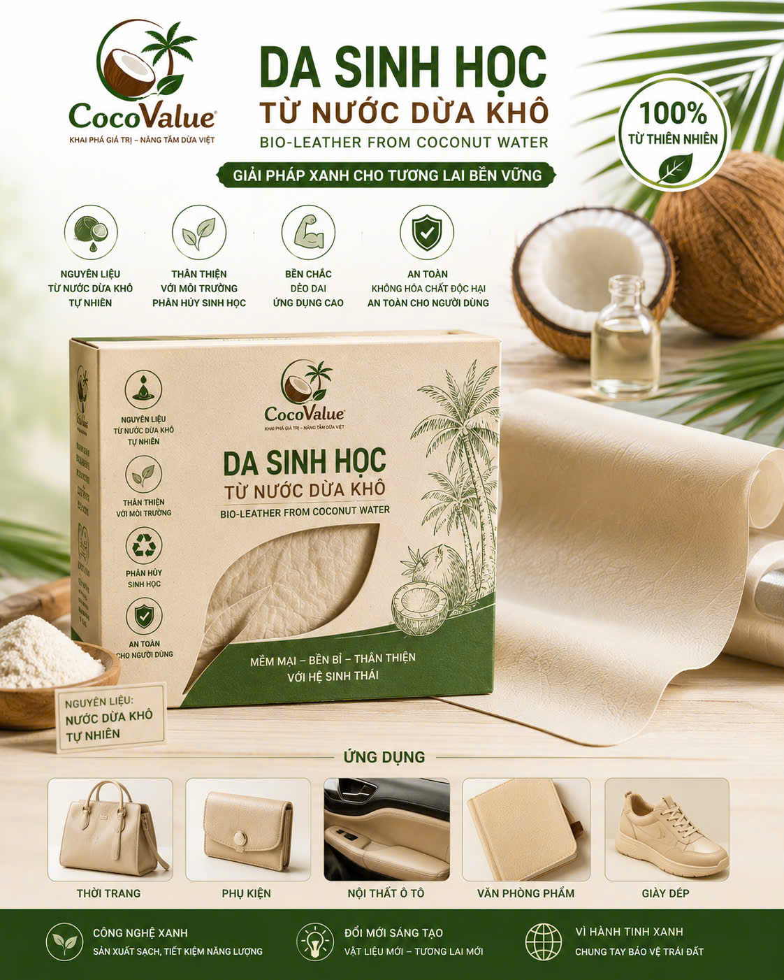 Da sinh học từ nước dừa khô
